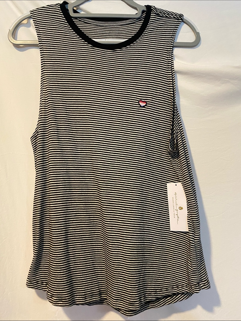 Spiritual Gangster Black and White Striped Sleeveless Tank